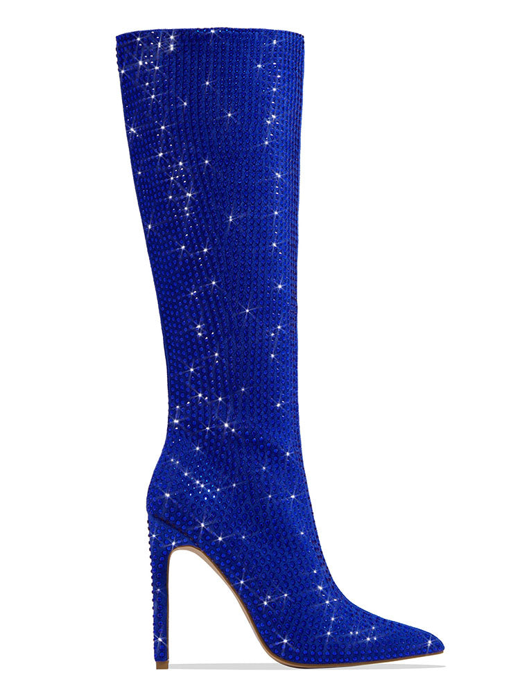 Crystal-Embellished Suede Boots Red / 5/5.5