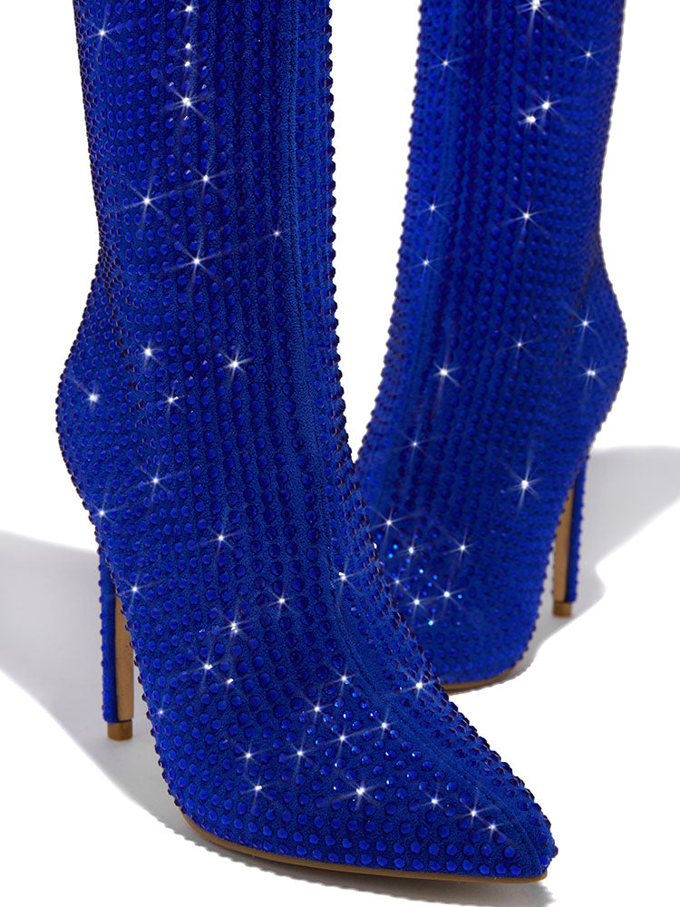Crystal-Embellished Suede Boots Champagne / 10.5/11