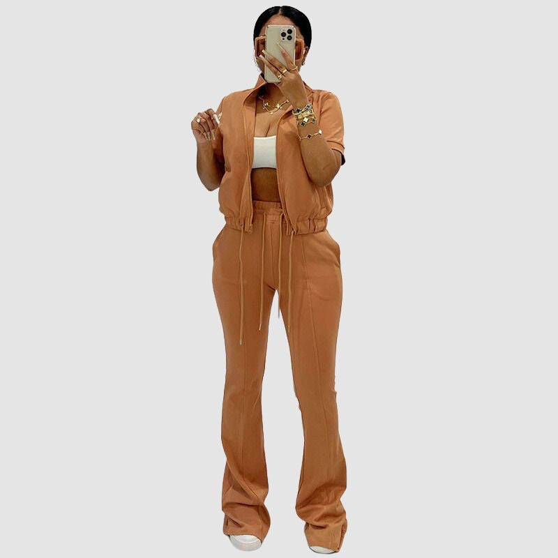 Zip Sweatshirt & Bootcut Pant Set Yellow / S
