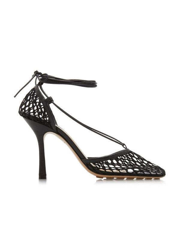 Square Toe Mesh Wrap Pumps Red / 7.5/8