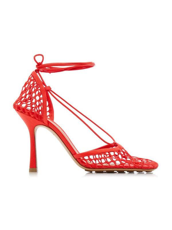 Square Toe Mesh Wrap Pumps Yellow / 8.5