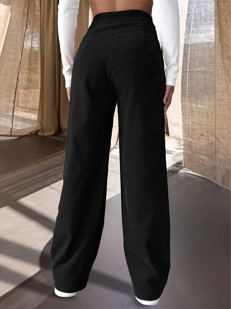 Side Pocket Wide Leg Pants Khaki / L