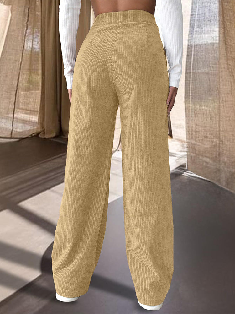 Side Pocket Wide Leg Pants Coffee / 2XL
