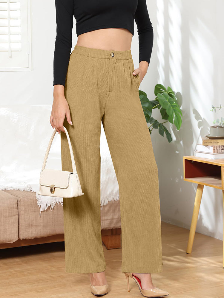 Side Pocket Wide Leg Pants Coffee / L
