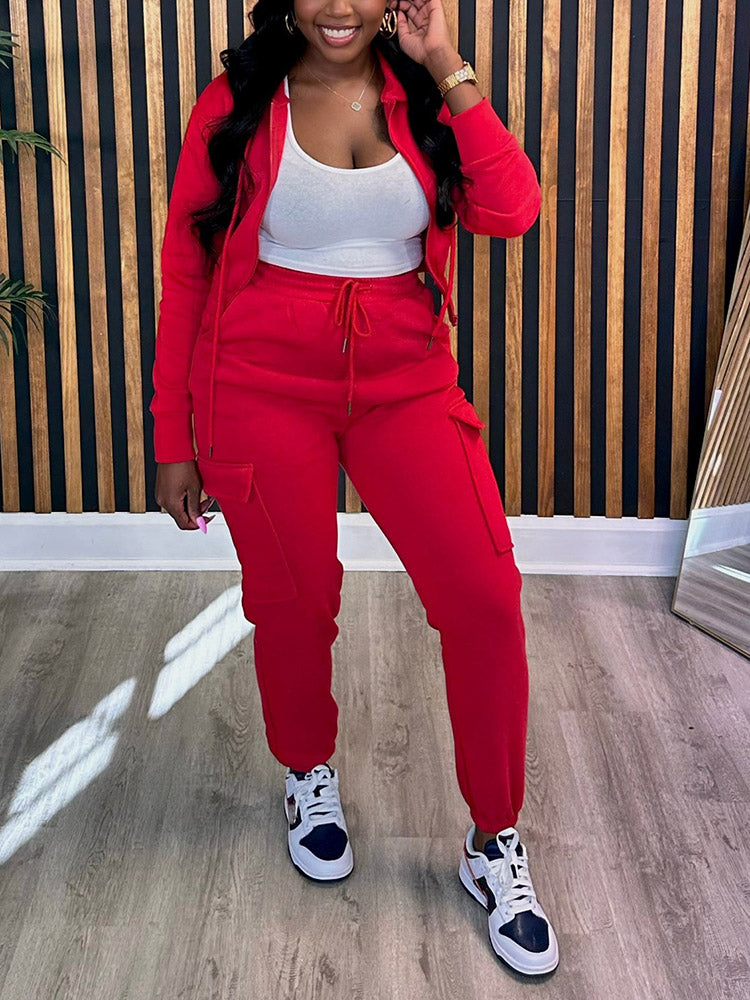 Crop Hoodie Jogger Set Black / 2XL