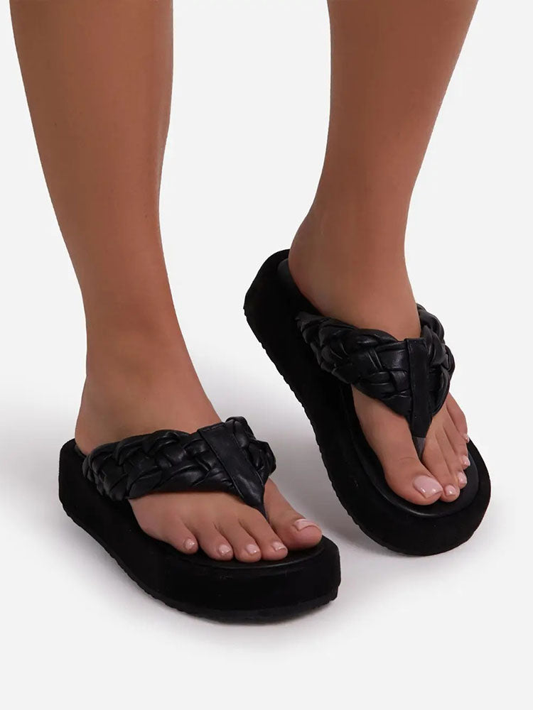 Casual Braided Flip-Flops Sandals Orange / 9/9.5