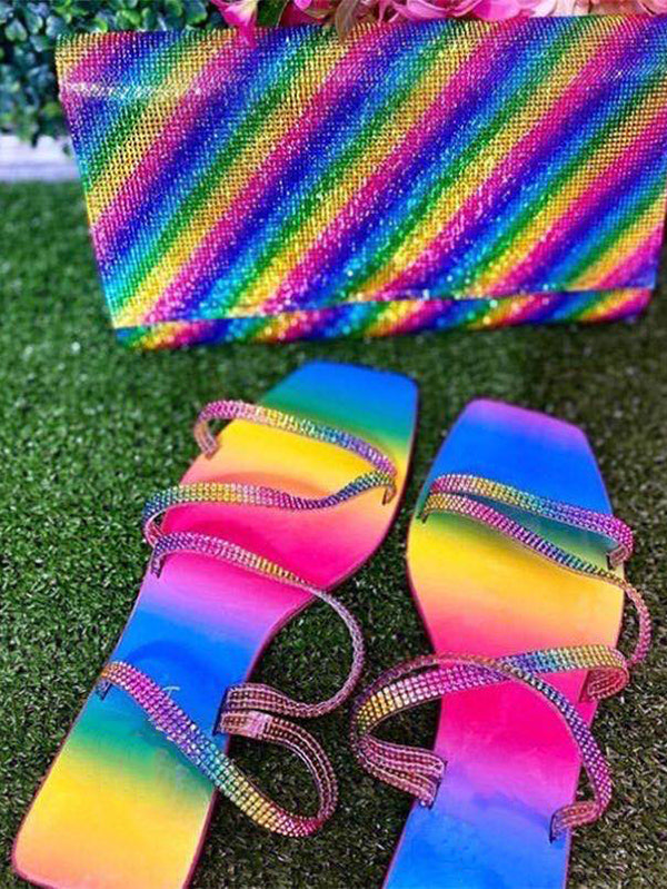 Rhinestone Flat Sandal Multicolor / 7.5/8