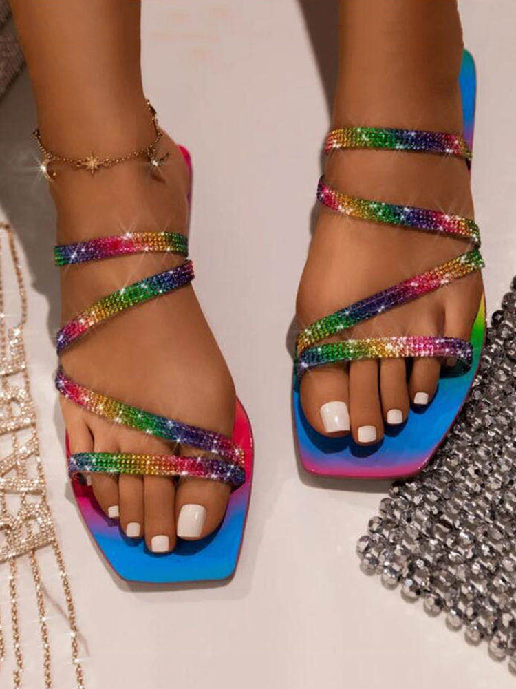 Rhinestone Flat Sandal Multicolor / 6