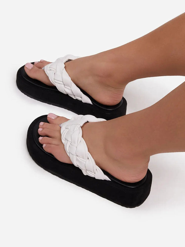 Casual Braided Flip-Flops Sandals Black / 6