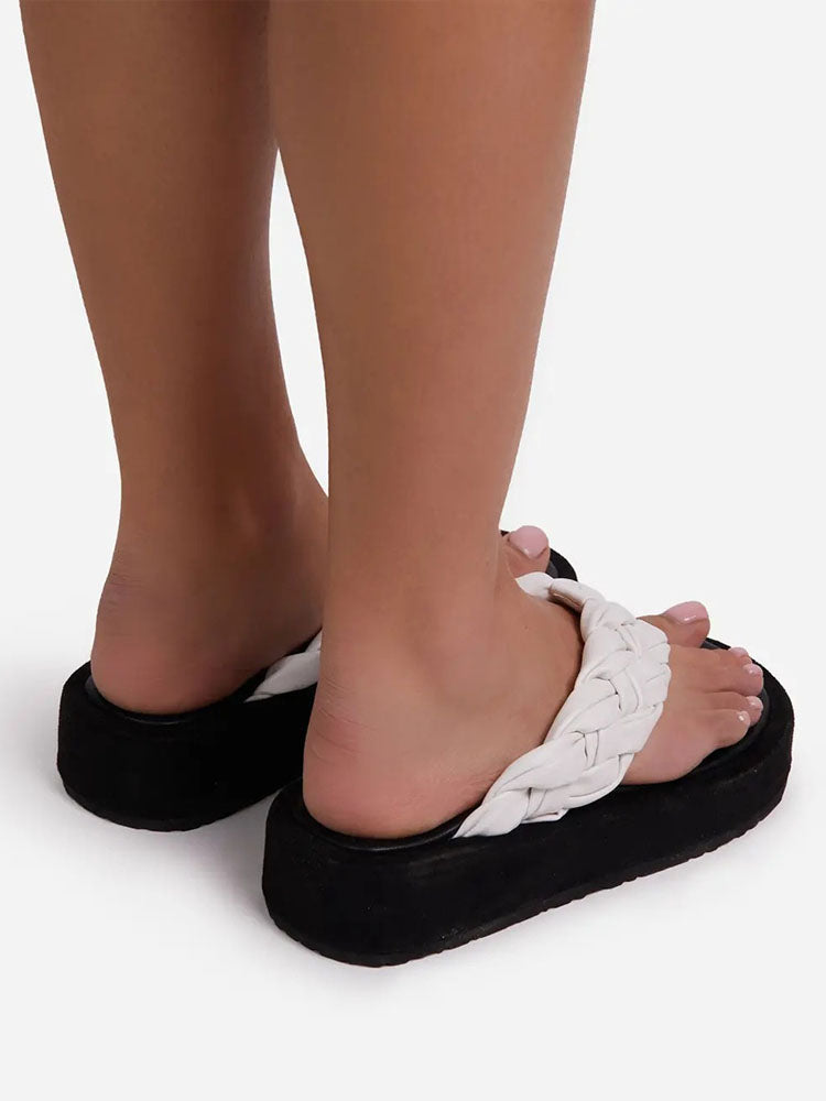 Casual Braided Flip-Flops Sandals Black / 6.5/7