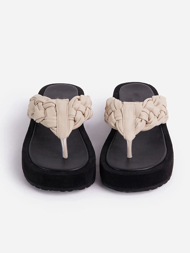 Casual Braided Flip-Flops Sandals Black / 9/9.5