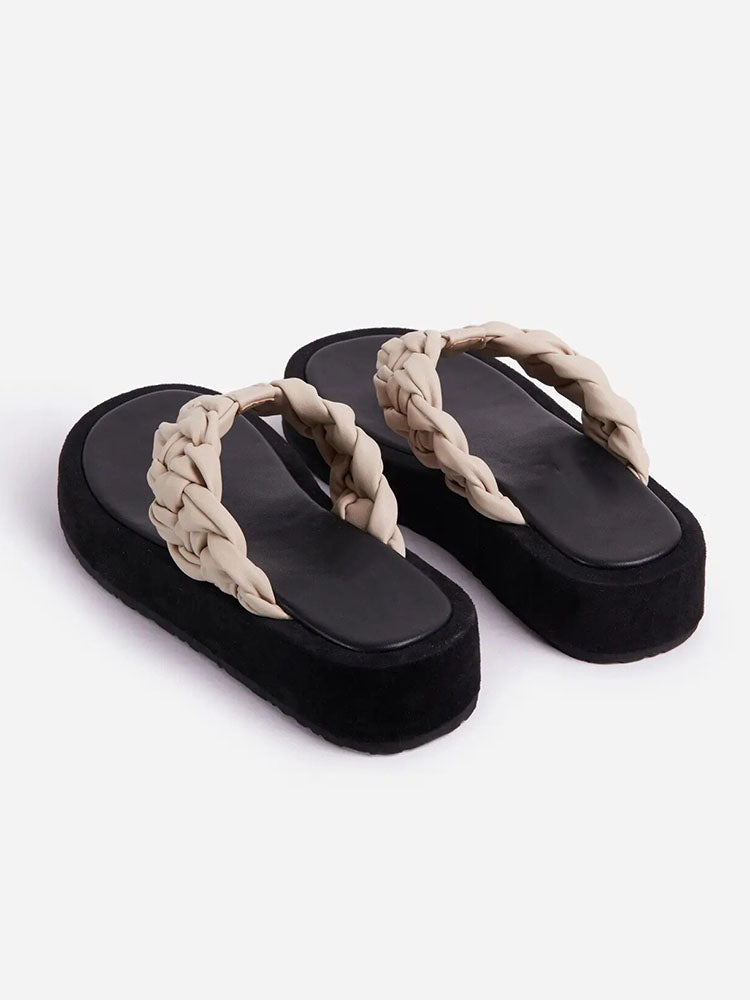Casual Braided Flip-Flops Sandals Black / 8.5