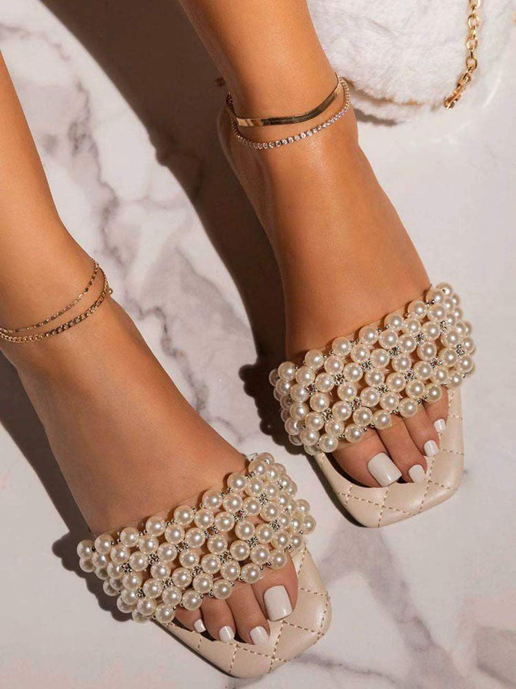 Pearl Decor Sandals Black / 5/5.5