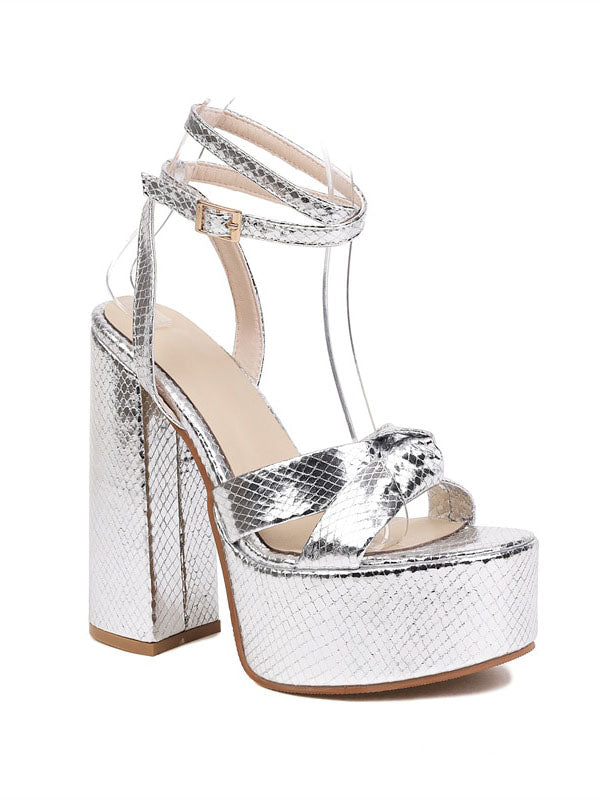 Metallic Platform High Heels Silver / 6