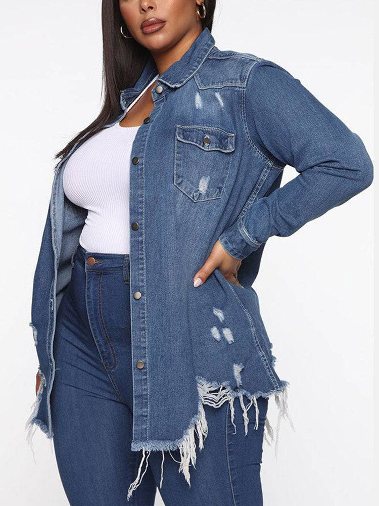 Distressed Denim Coat Blue / 2XL