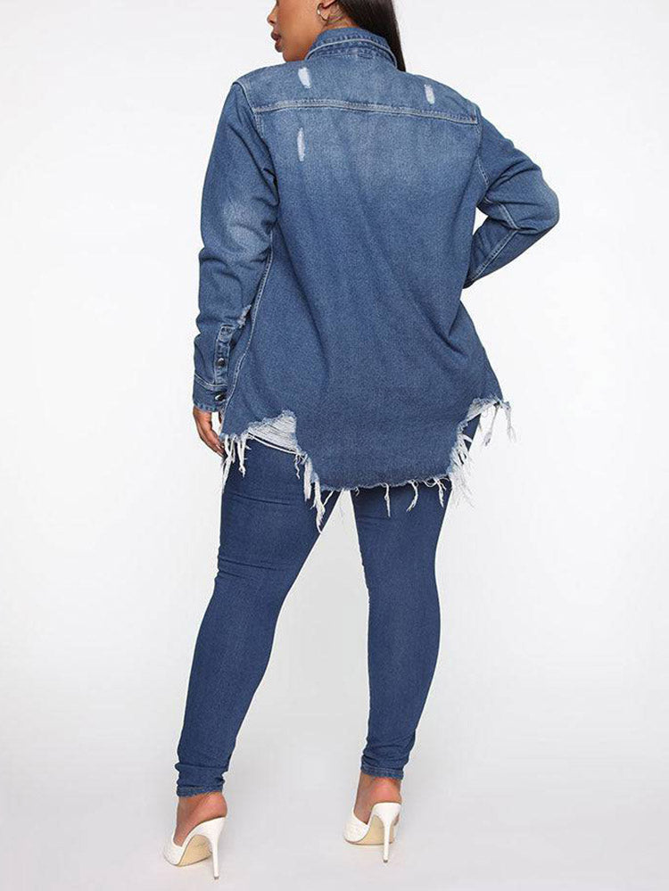 Distressed Denim Coat Blue / 3XL