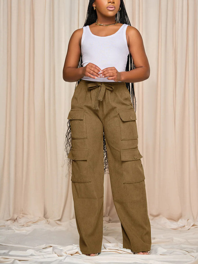 Corduroy Cargo Pants Green / S