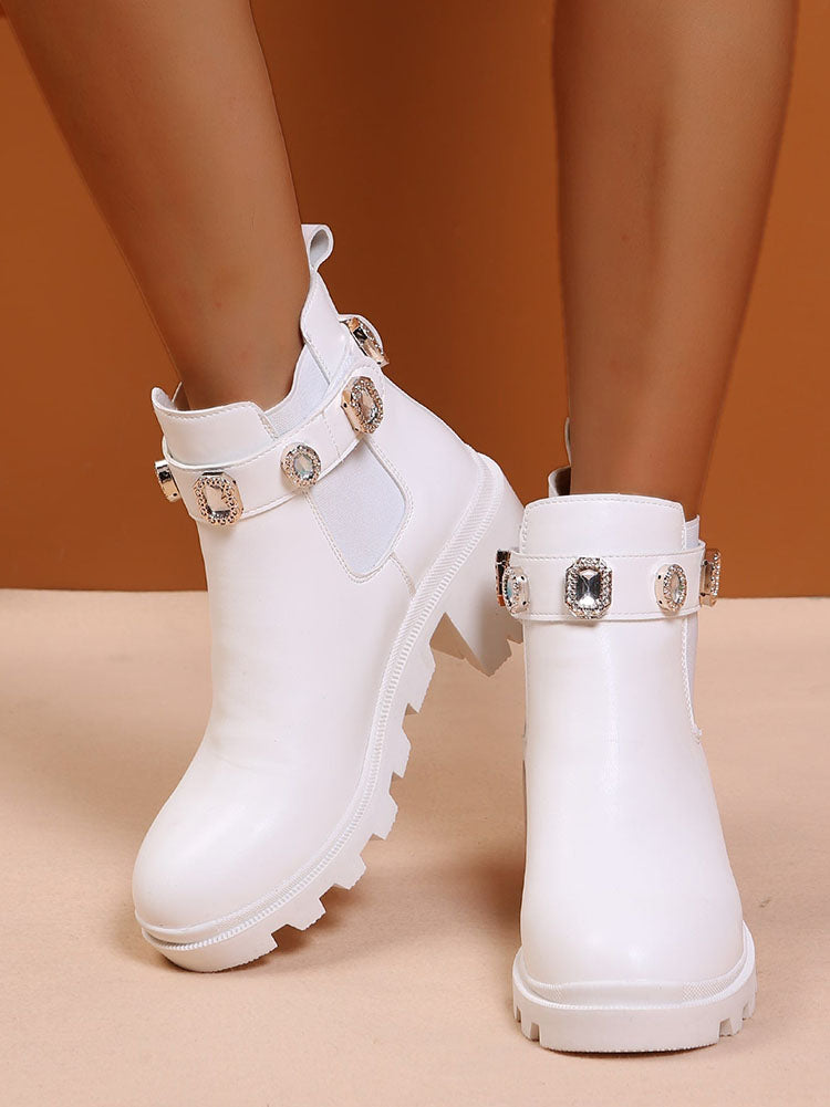 Tie Dye Rhinestone Decor Ankle Boots Multicolor / 8.5