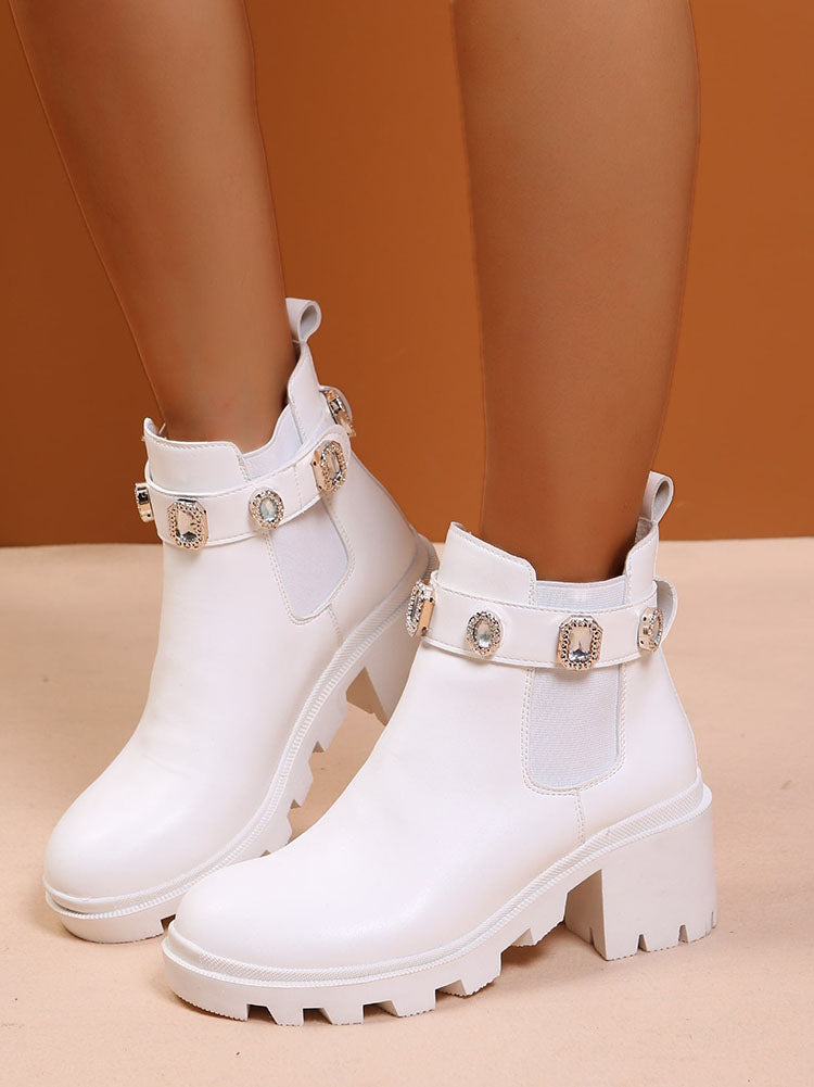 Tie Dye Rhinestone Decor Ankle Boots Multicolor / 7.5/8