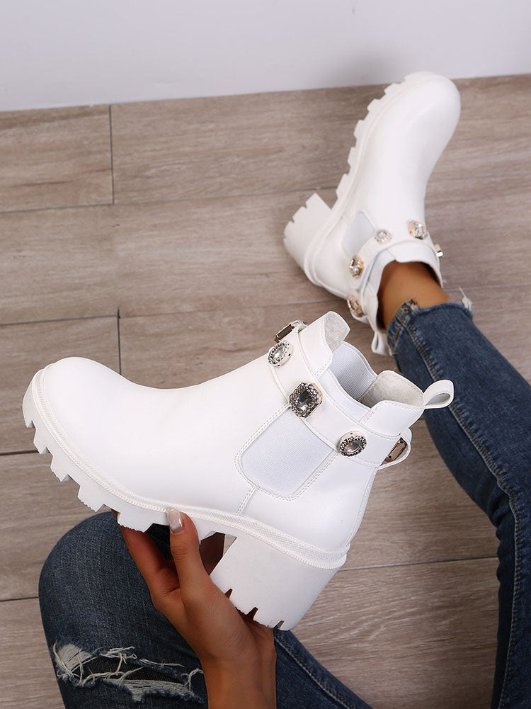 Tie Dye Rhinestone Decor Ankle Boots Multicolor / 10