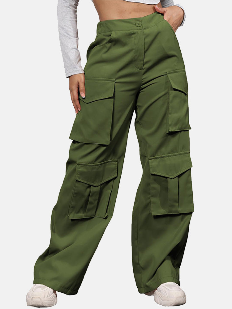 Elastic Waist Cargo Pants Arm Green / S