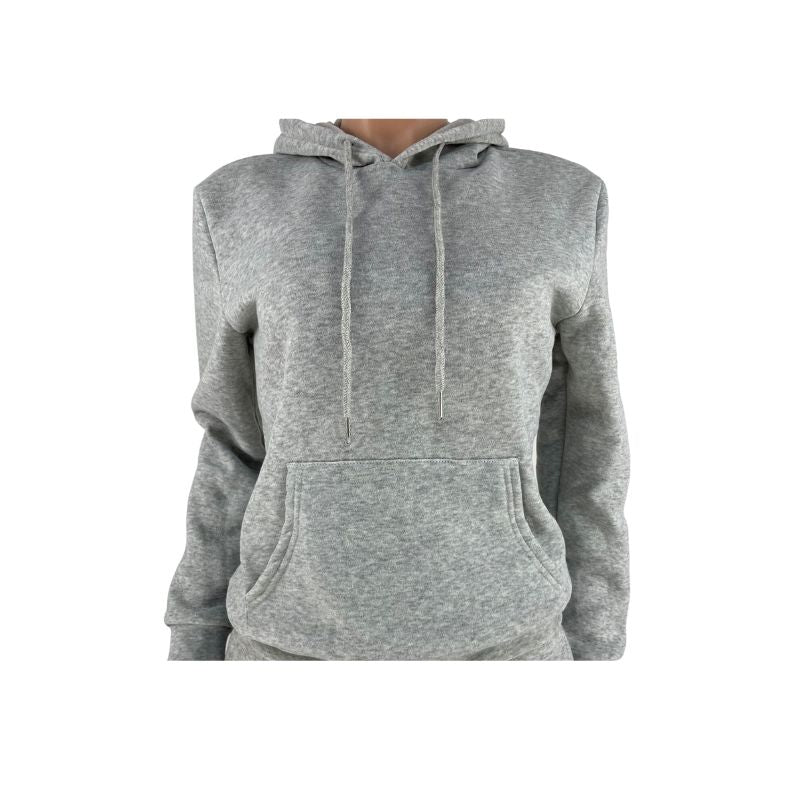 Solid Color Hoodies & Piled Pant Set Red / S