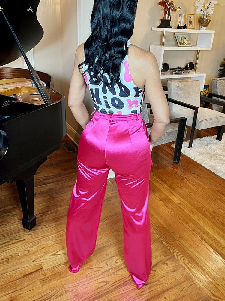 Satin Cargo Pants Purple / S
