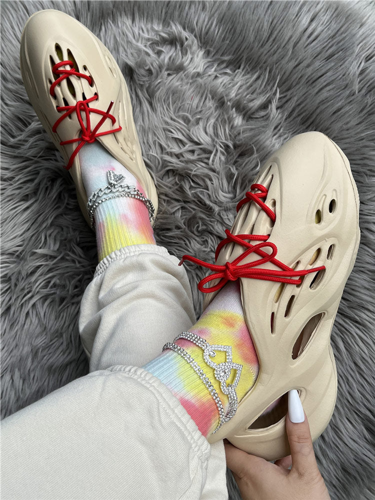 Soft-soled Lace-up Cave Flats Apricot / 5/5.5