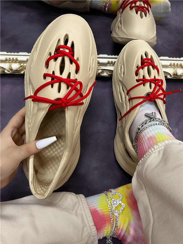 Soft-soled Lace-up Cave Flats Apricot / 6.5/7