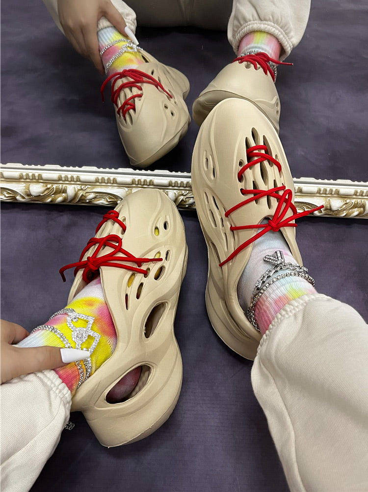 Soft-soled Lace-up Cave Flats Apricot / 7.5/8