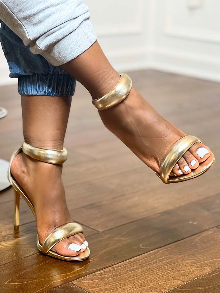 Gold Ankle Strap Sandals Gold / 6.5/7