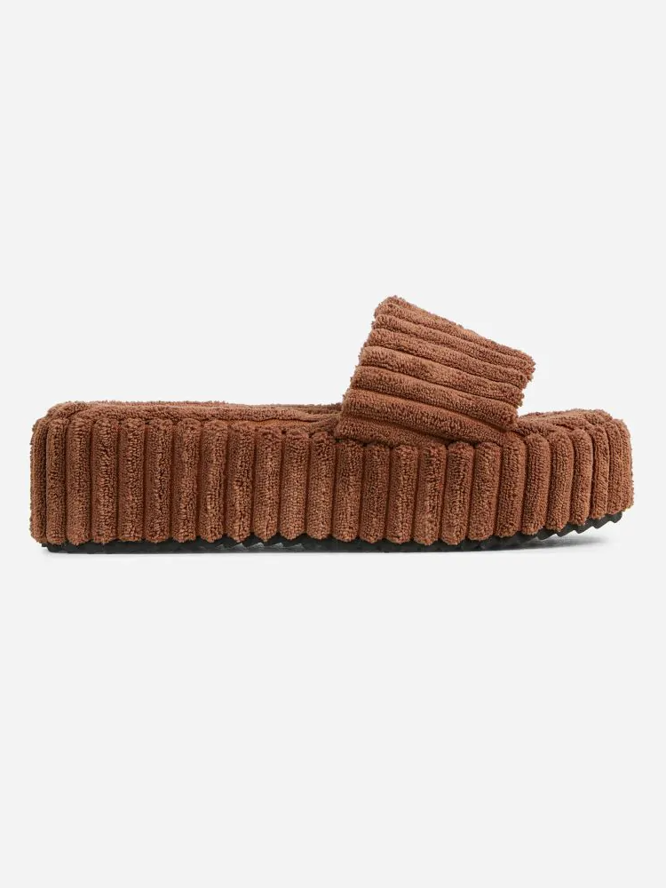 Toweling Platform Slide Black / 10
