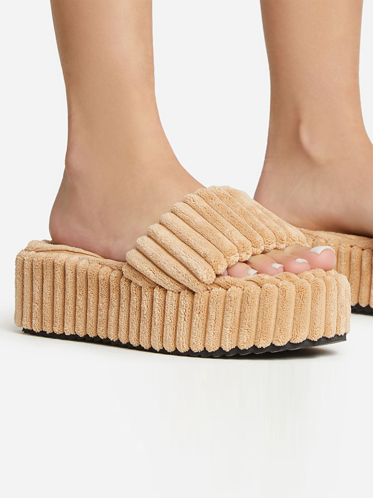 Toweling Platform Slide White / 5/5.5