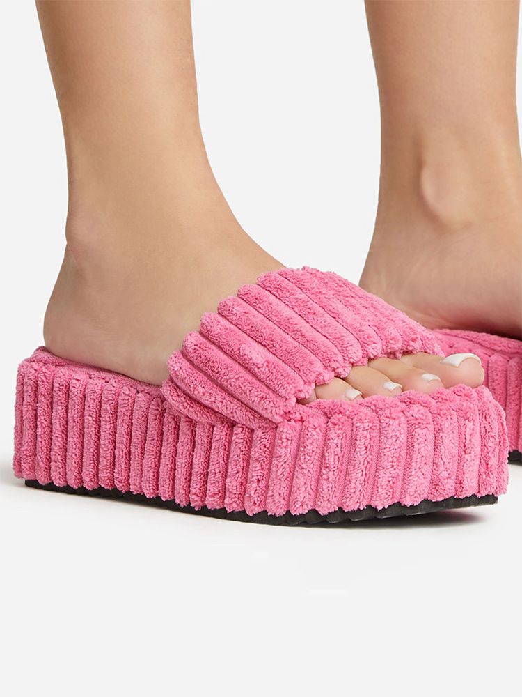 Toweling Platform Slide Rose / 5/5.5