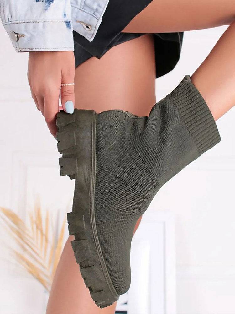 Chunky Sole Socks Boots Black / 4/4.5