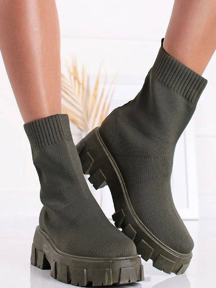 Chunky Sole Socks Boots Coffee / 10.5/11