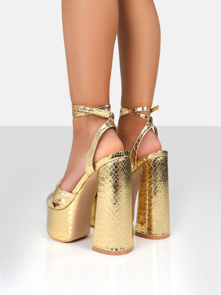 Metallic Platform High Heels Gold / 9/9.5
