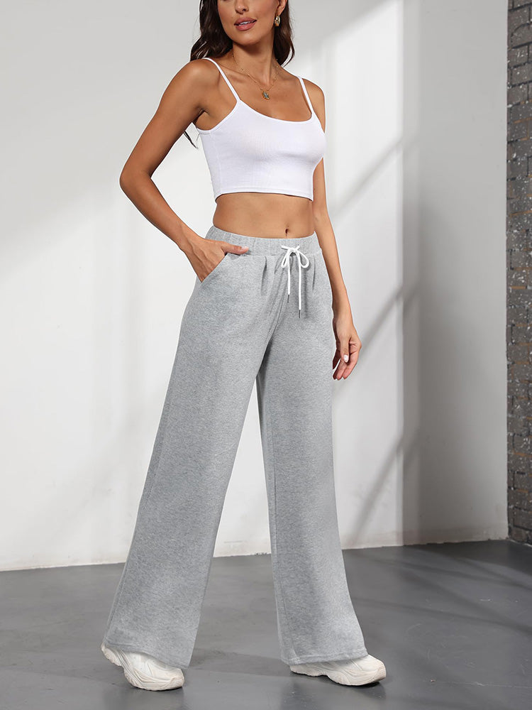 Elastic Waist Drawstring Sweatpants Brick Red / L