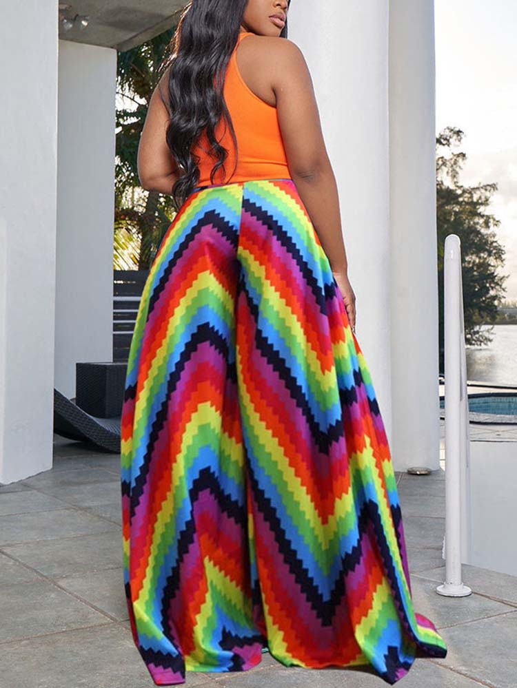 Loose Print High Waist Pants Letter / 2XL