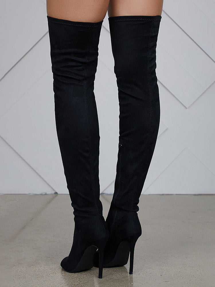 Peep Toe Suede Over Knee Boots Chestnut / 10.5/11