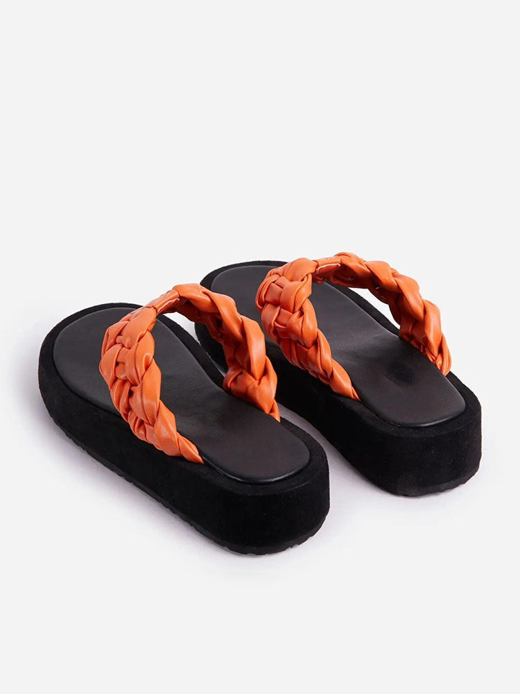 Casual Braided Flip-Flops Sandals Orange / 6.5/7