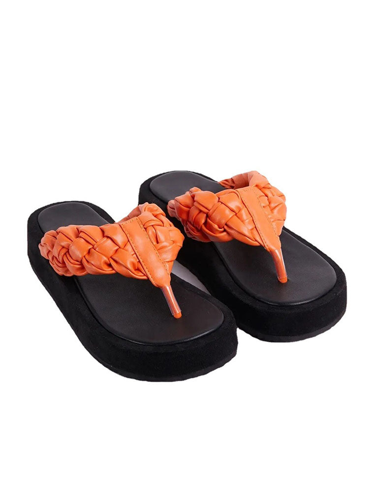 Casual Braided Flip-Flops Sandals Orange / 6
