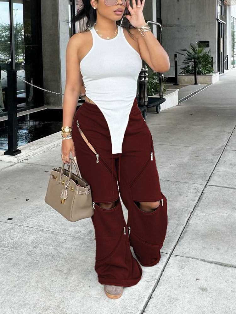 Zip It Up Sweatpants Burgundy / S