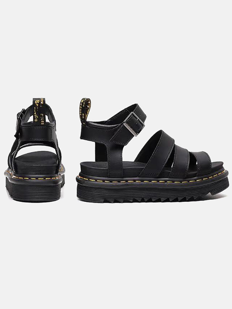 Leather Buckle Platform Sandals Black / 5/5.5