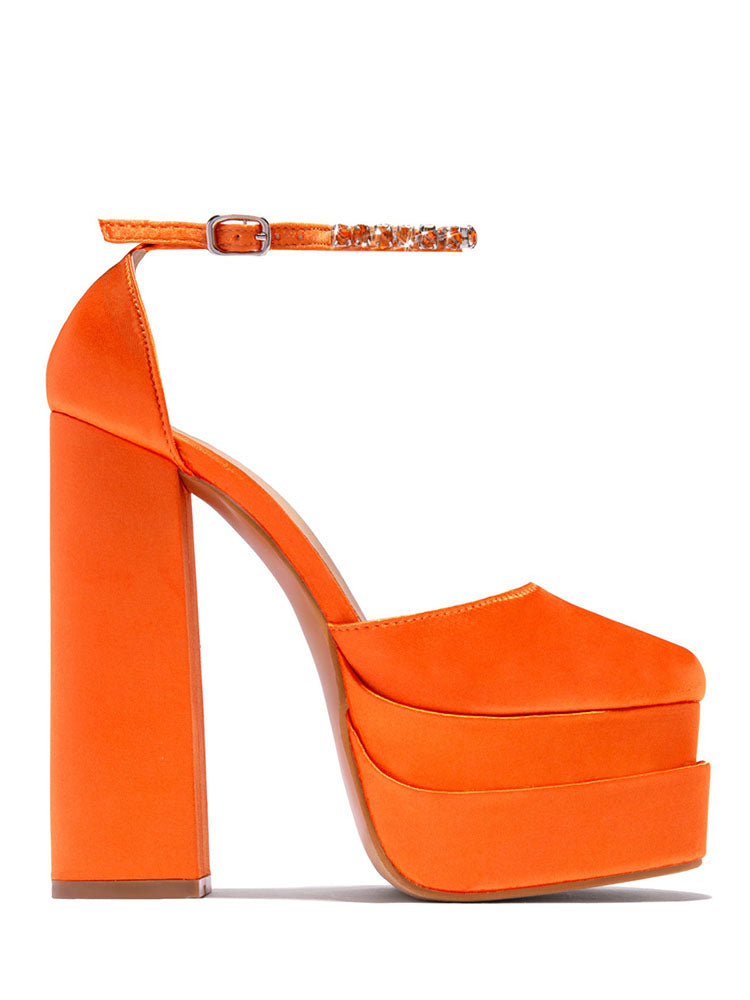 Rhinestone Decor Platform Heels Yellow / 8.5