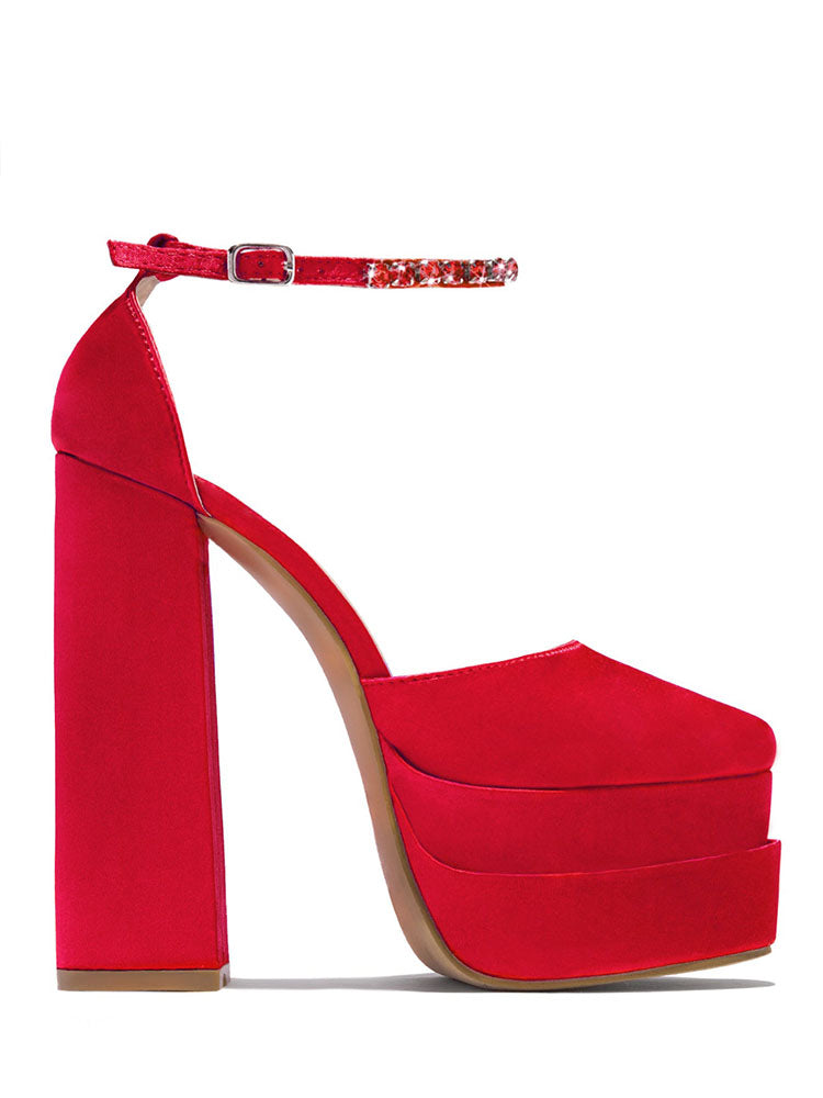 Rhinestone Decor Platform Heels Rose / 7.5/8