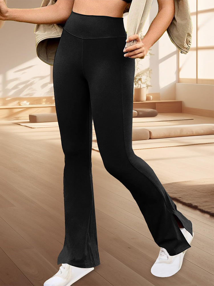 High Waist Slit Flare Pants Black / M