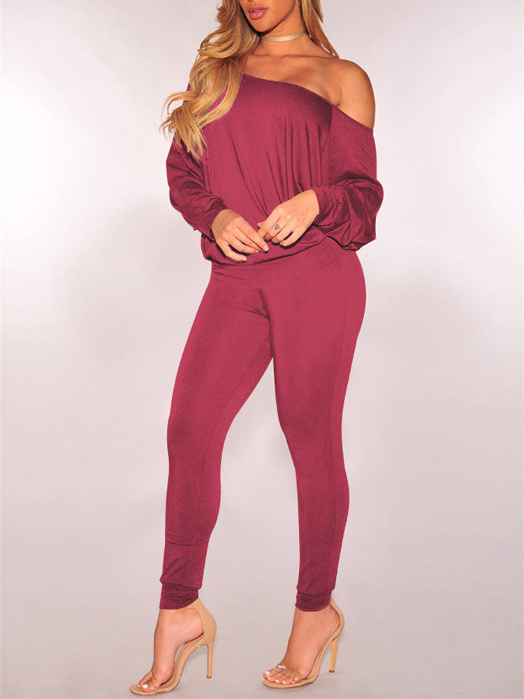 One Shoulder Casual Set Black / M