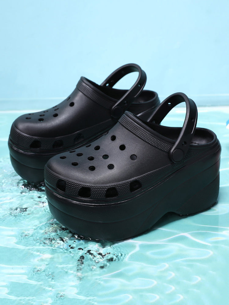 High Platform Solid Sandals Black White / 8.5