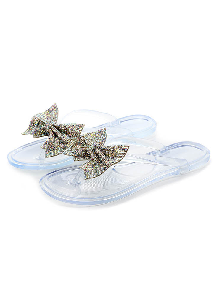 Bow Rhinestone Flip-Flops Sandals Clear / 5/5.5